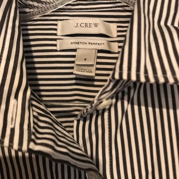 J. Crew Stretch Perfect Shirt Black and White Pinstripe size S - Picture 2 of 3